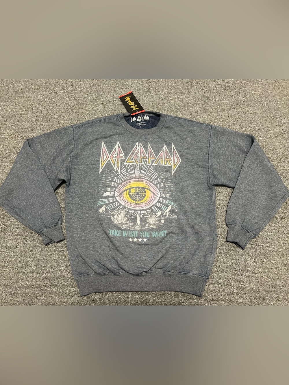Def Leppard Women's Blue Graphic Crewneck Sweatshirt XS